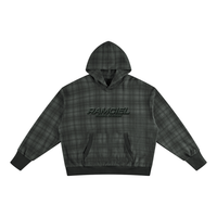 Unisex Plaid Color Block Hoodie