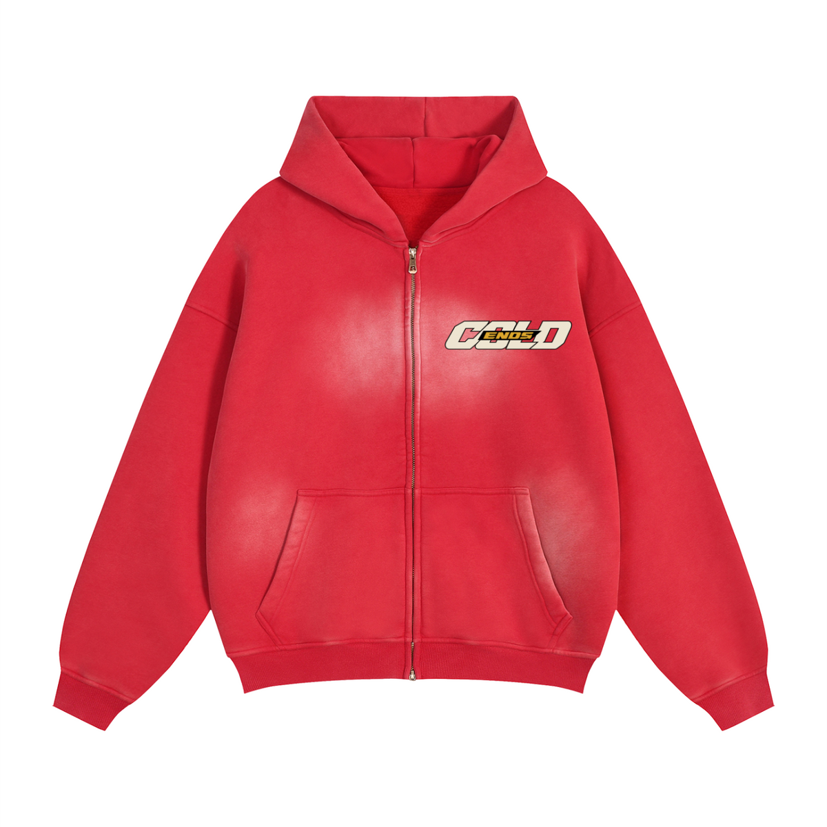 Model in the red Solstice Zip Hoodie
