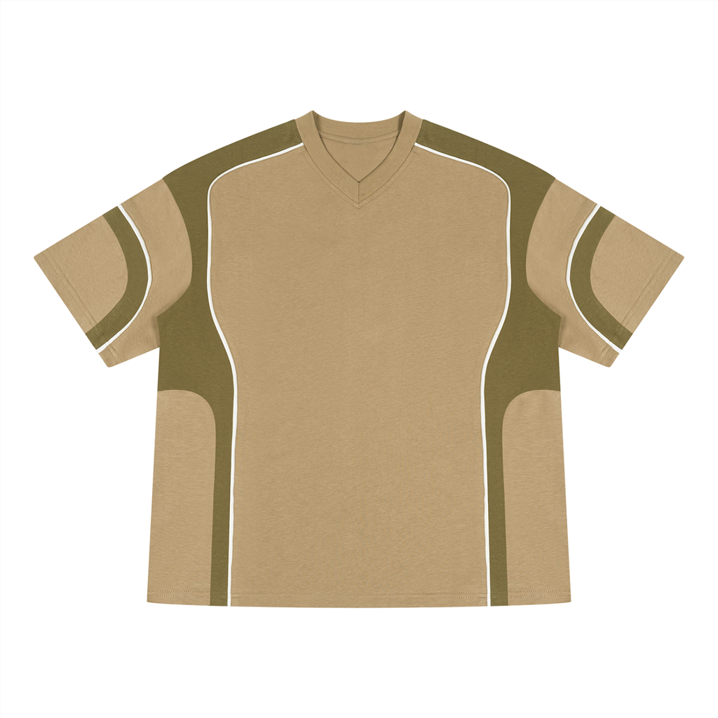 Unisex Color Block V-Neck T-Shirt