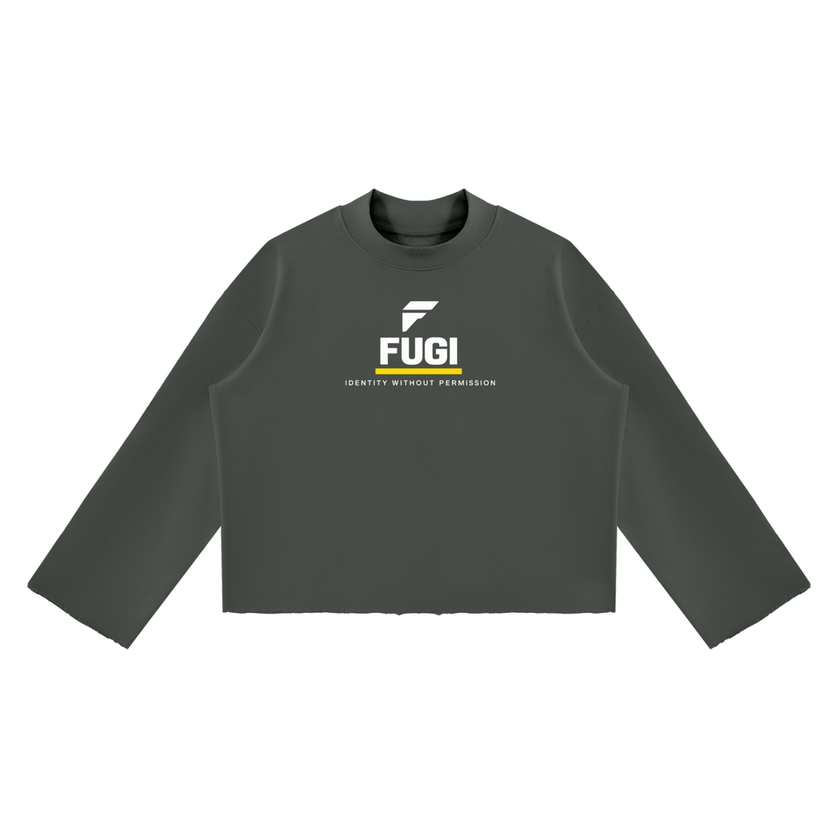 Unisex Mock Neck Raw Edge Boxy Sweatshirt