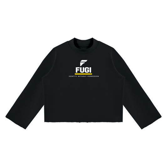 Unisex Mock Neck Raw Edge Boxy Sweatshirt