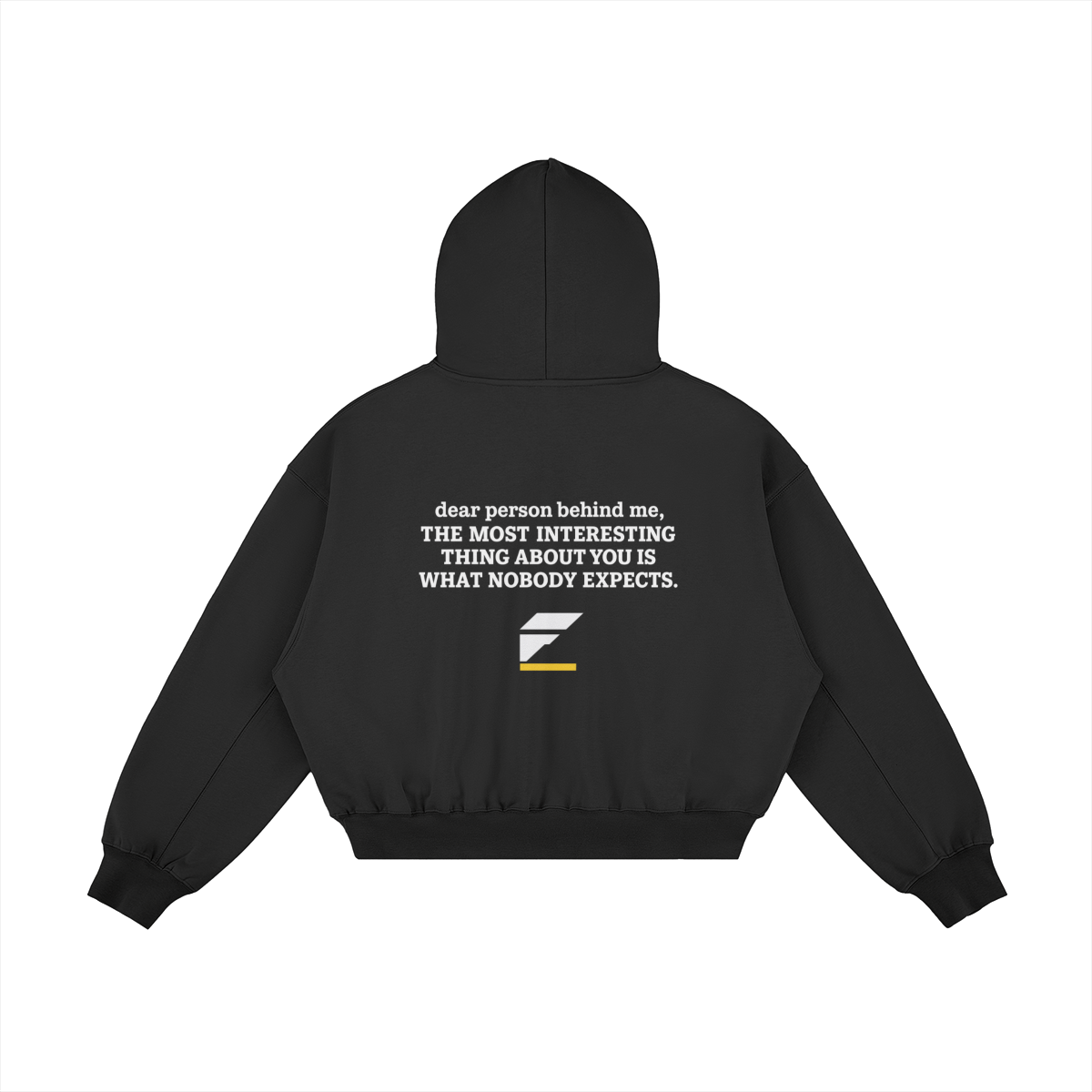 FUGI Snap Collar Oversized Hoodie in black, back view
