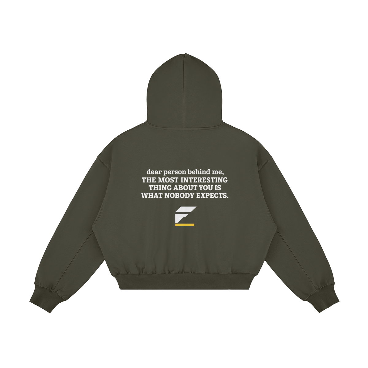 FUGI Snap Collar Oversized Hoodie in charcoal grey, back view